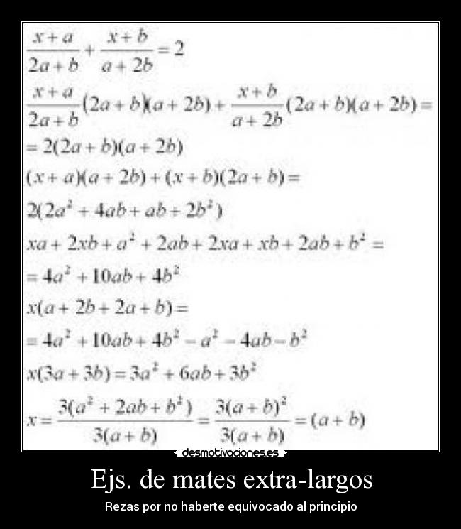 Ejs. de mates extra-largos - Rezas por no haberte equivocado al principio