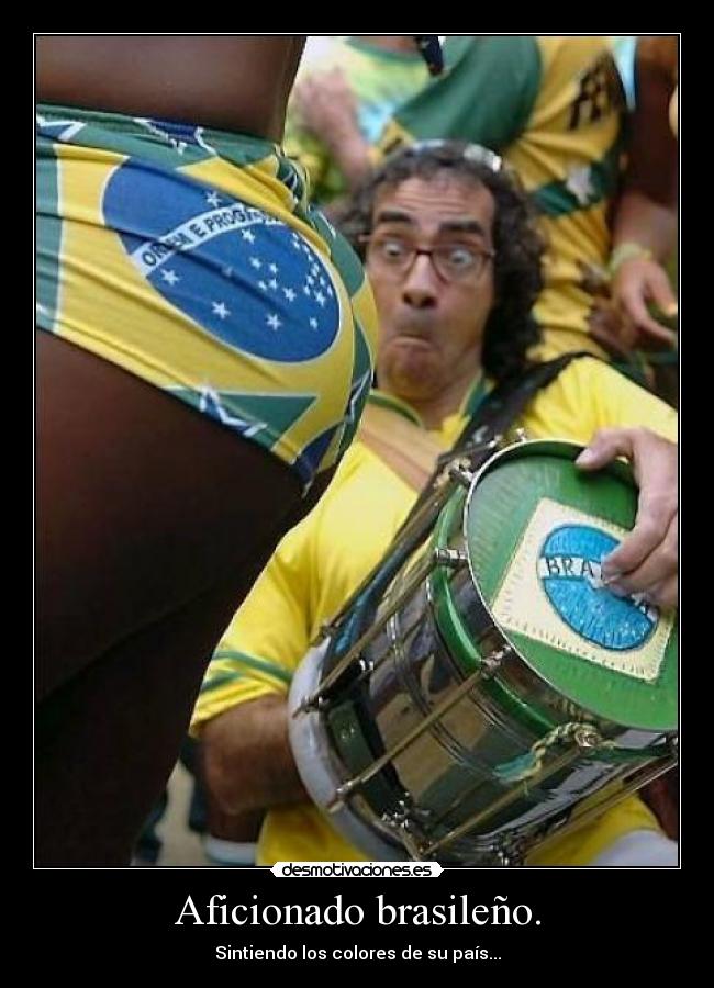 Aficionado brasileño. - Sintiendo los colores de su país...