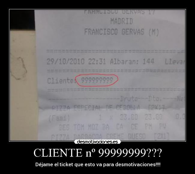 CLIENTE nº 99999999??? -