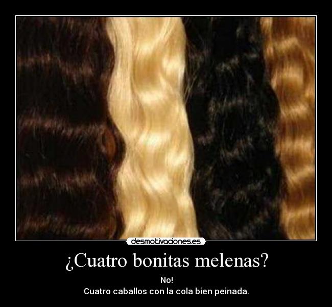 ¿Cuatro bonitas melenas? - No!
Cuatro caballos con la cola bien peinada.