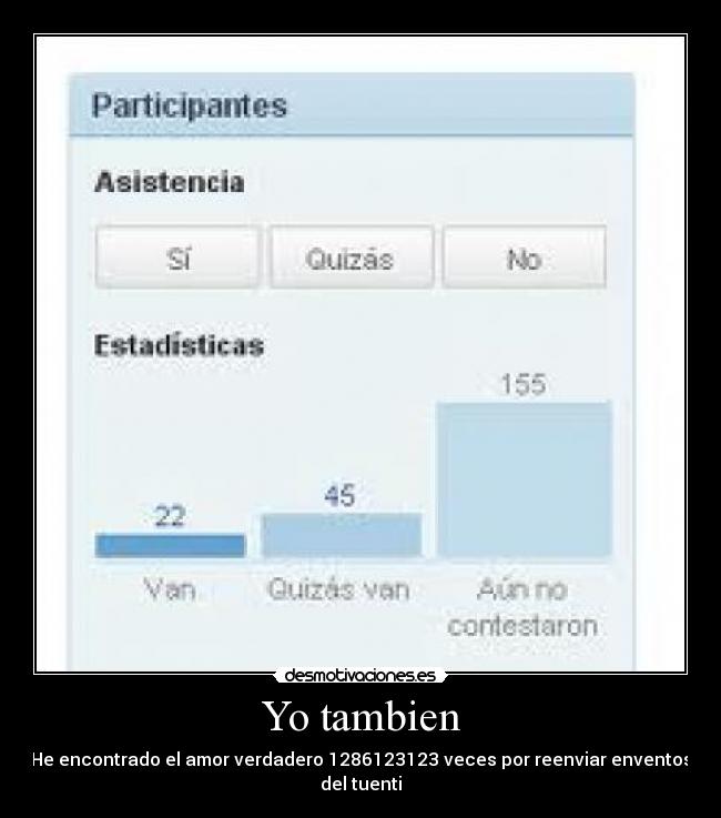 Yo tambien - He encontrado el amor verdadero 1286123123 veces por reenviar enventos del tuenti