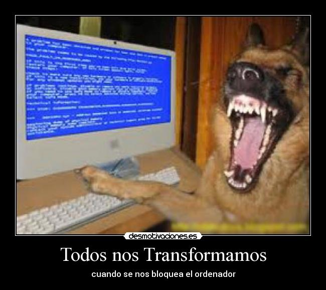 carteles todos nos transformamos cuando nos bloquea ordenador desmotivaciones