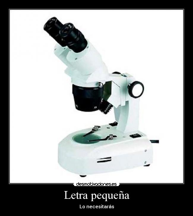 Letra pequeña - Lo necesitarás