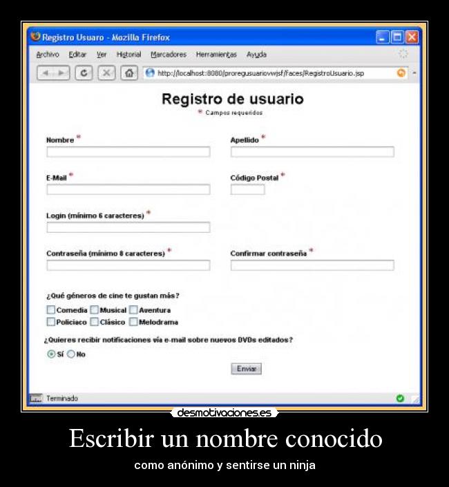 Escribir un nombre conocido - como anónimo y sentirse un ninja