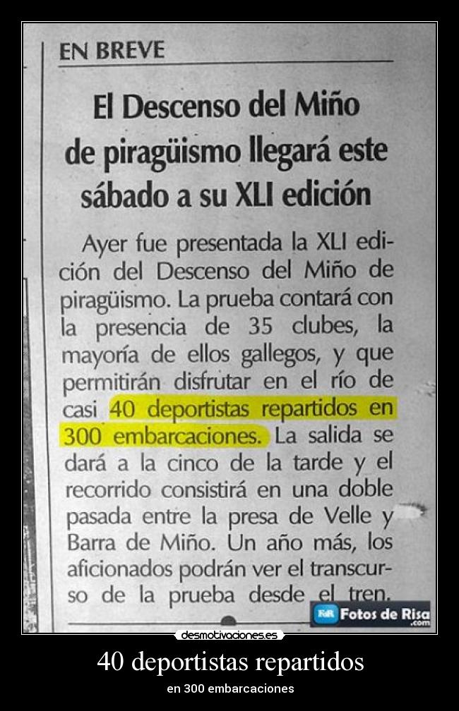 40 deportistas repartidos -