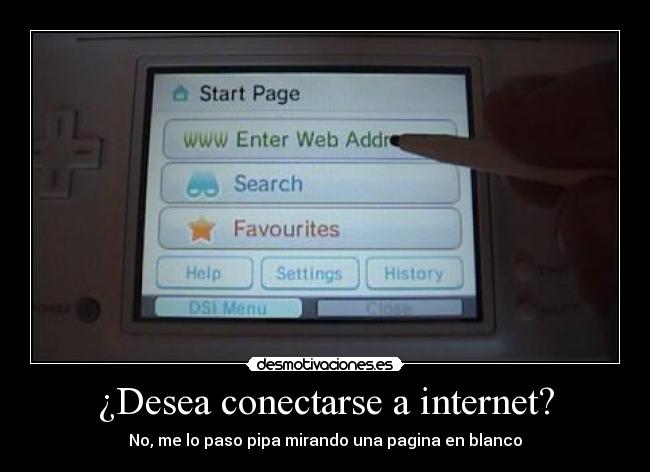 ¿Desea conectarse a internet? - No, me lo paso pipa mirando una pagina en blanco