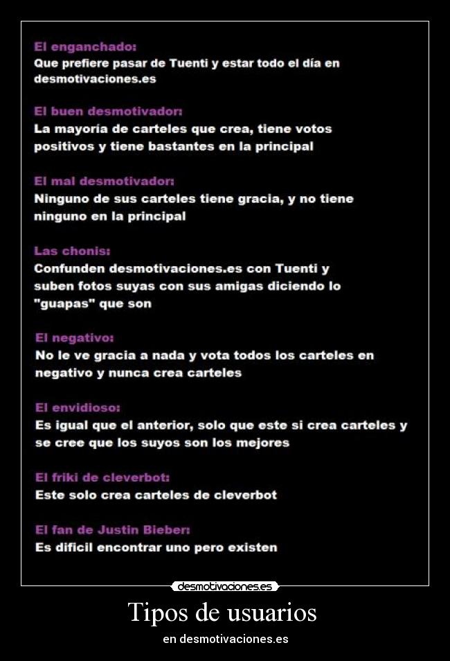 Tipos de usuarios  - 