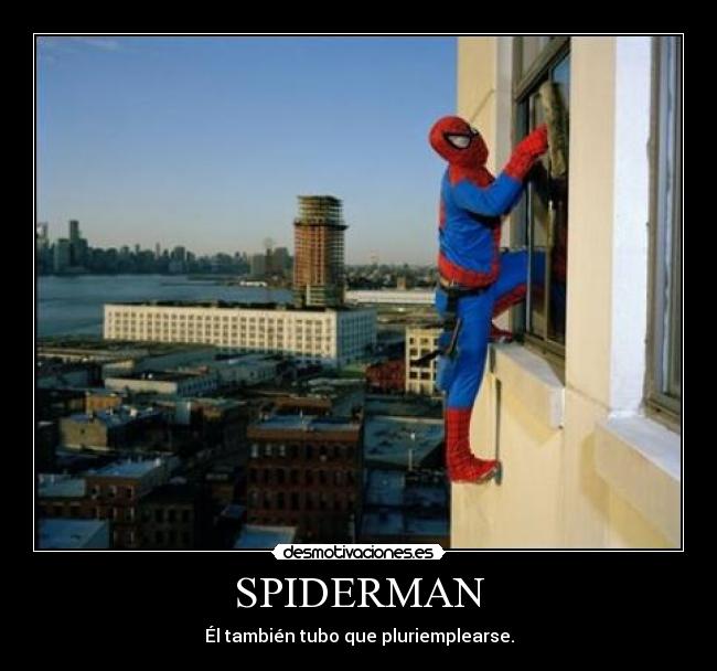 carteles spiderman pluriempleo crisis ventana desmotivaciones