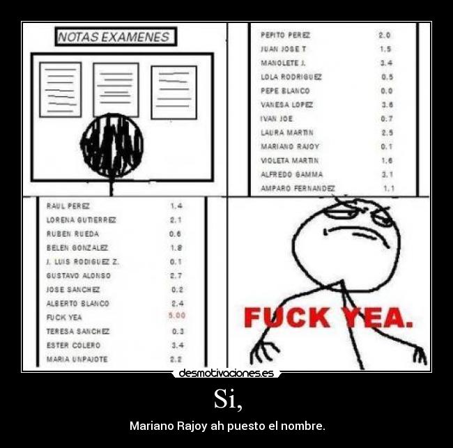 Si, - Mariano Rajoy ah puesto el nombre.