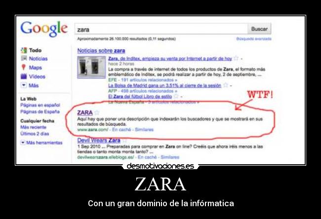 ZARA - Con un gran dominio de la infórmatica