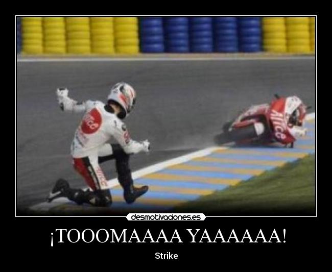 carteles motos alice ducati bolos strike caida desmotivaciones