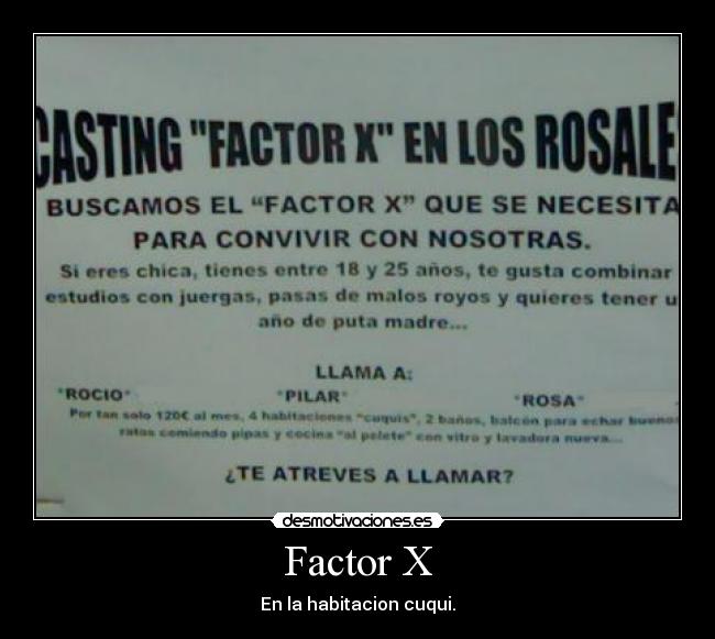 Factor X - En la habitacion cuqui.