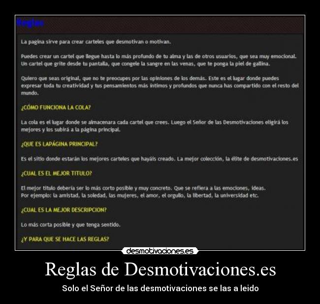 Reglas de Desmotivaciones.es -