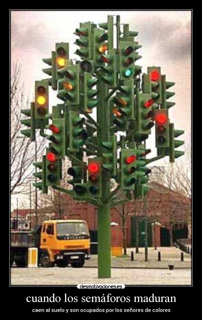 cuando los semáforos maduran - caen al suelo y son ocupados por los señores de colores