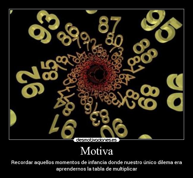Motiva - Recordar aquellos momentos de infancia donde nuestro único dilema era
aprendernos la tabla de multiplicar