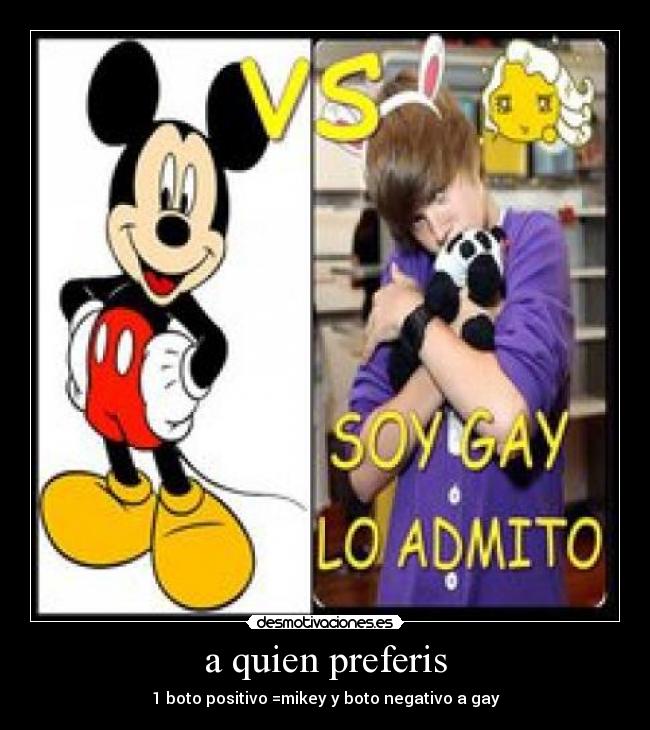 a quien preferis - 1 boto positivo =mikey y boto negativo a gay