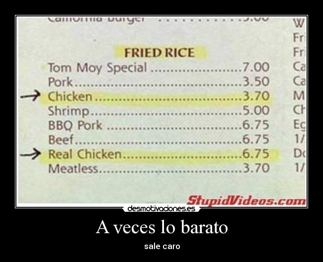 A veces lo barato - 