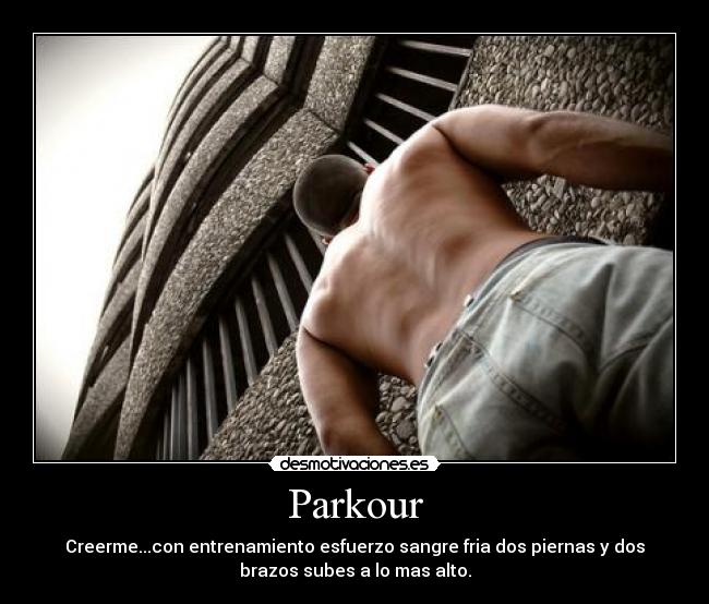 Parkour - Creerme...con entrenamiento esfuerzo sangre fria dos piernas y dos
brazos subes a lo mas alto.