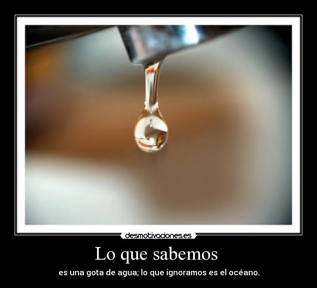 Lo que sabemos  - es una gota de agua; lo que ignoramos es el océano.