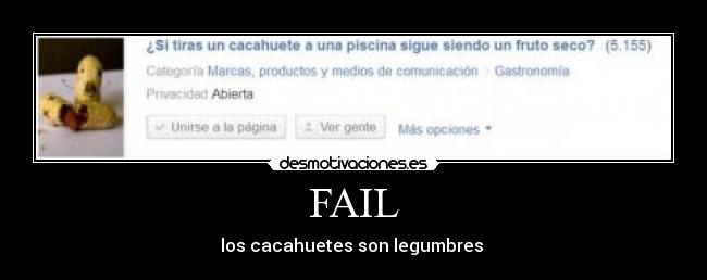 FAIL - los cacahuetes son legumbres