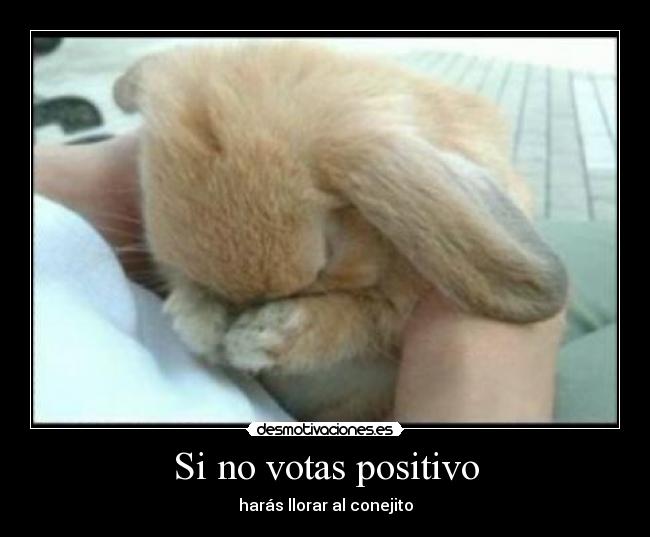 Si no votas positivo - harás llorar al conejito