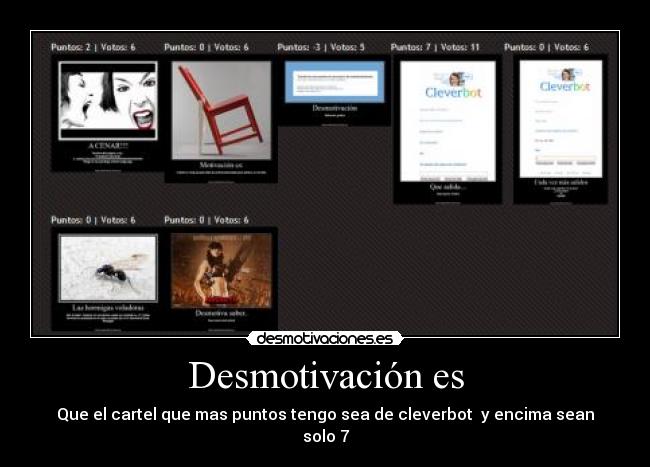Desmotivación es - Que el cartel que mas puntos tengo sea de cleverbot y encima sean solo 7