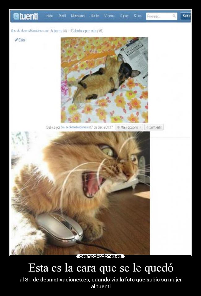 Esta es la cara que se le quedó - al Sr. de desmotivaciones.es, cuando vió la foto que subió su mujer al tuenti