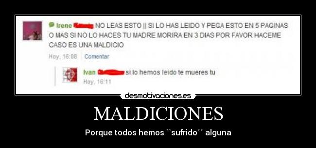 MALDICIONES - Porque todos hemos ``sufrido´´ alguna