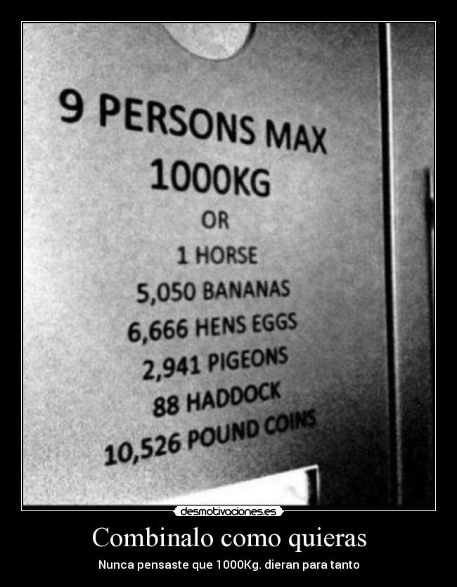 Combinalo como quieras - Nunca pensaste que 1000Kg. dieran para tanto