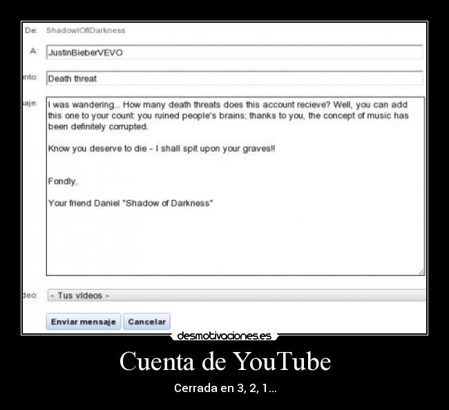 Cuenta de YouTube - Cerrada en 3, 2, 1...