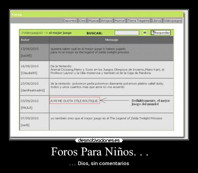 Foros Para Niños. . . - . . . Dios, sin comentarios