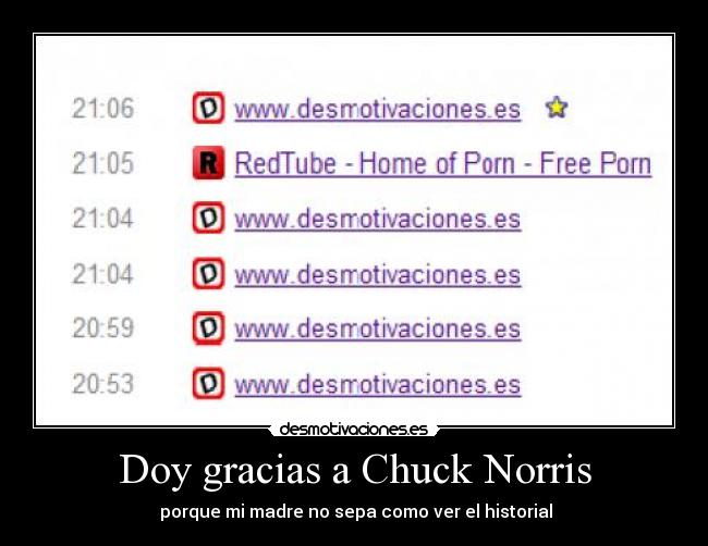 Doy gracias a Chuck Norris -  porque mi madre no sepa como ver el historial