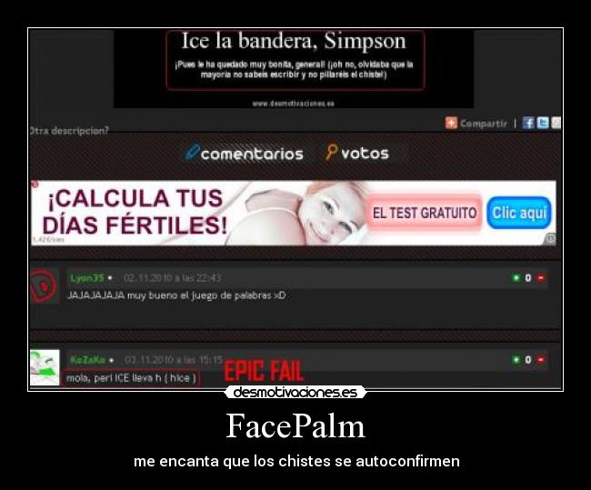 FacePalm - me encanta que los chistes se autoconfirmen