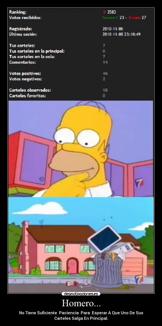 carteles homero sin paciencia computadora carteles principal desmotivaciones