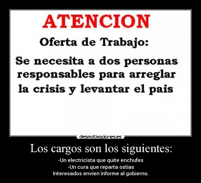 Los cargos son los siguientes: -