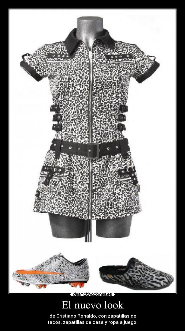 El nuevo look - de Cristiano Ronaldo, con zapatillas de
tacos, zapatillas de casa y ropa a juego.