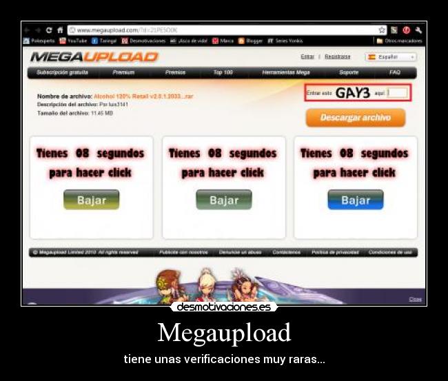 Megaupload - tiene unas verificaciones muy raras...