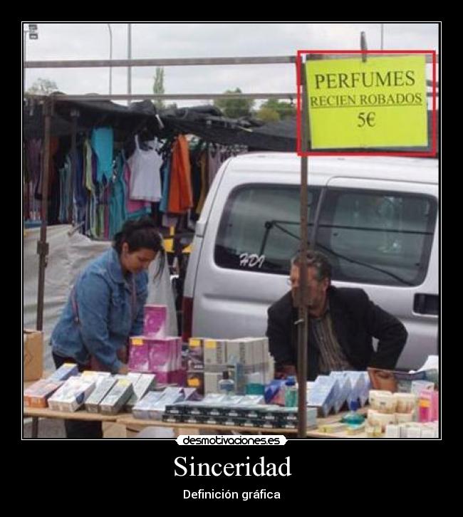 carteles gitano mercadillo colonias perfumes recien robados sinceridad motivacion desmotivaciones