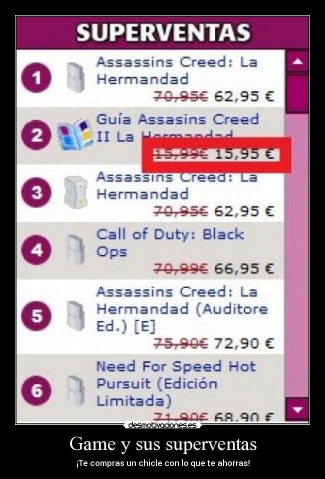 Game y sus superventas -