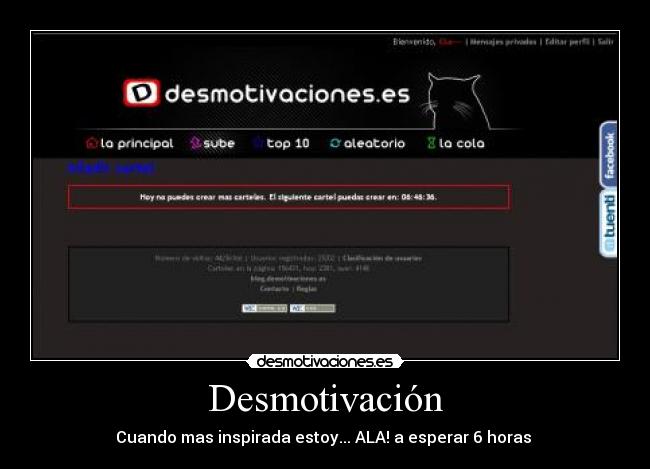 Desmotivación - Cuando mas inspirada estoy... ALA! a esperar 6 horas