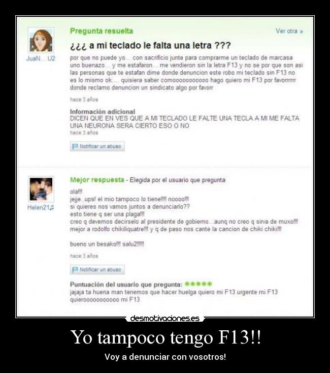 Yo tampoco tengo F13!! - 