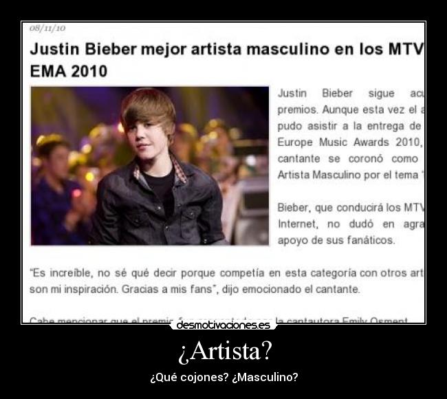 ¿Artista? - ¿Qué cojones? ¿Masculino?