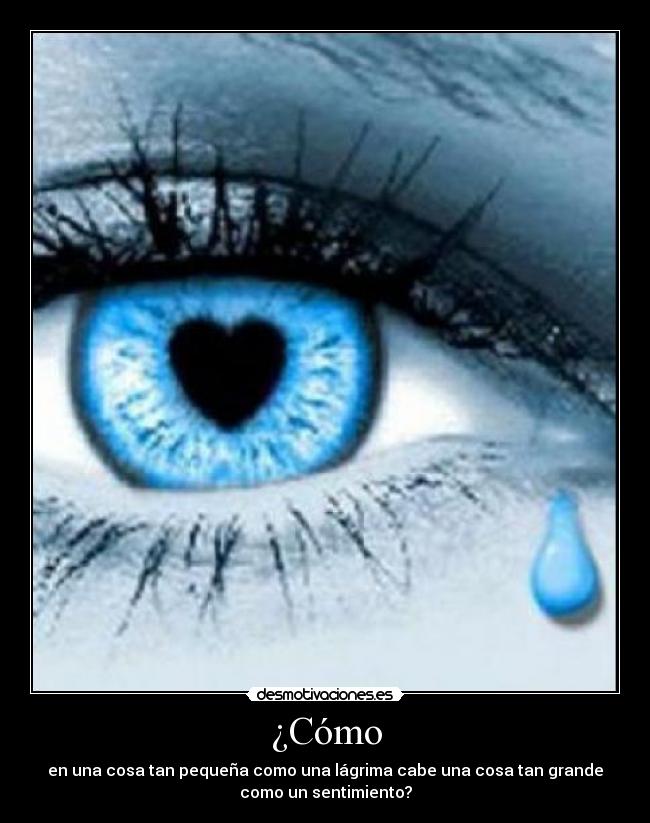 ¿Cómo - en una cosa tan pequeña como una lágrima cabe una cosa tan grande
como un sentimiento?