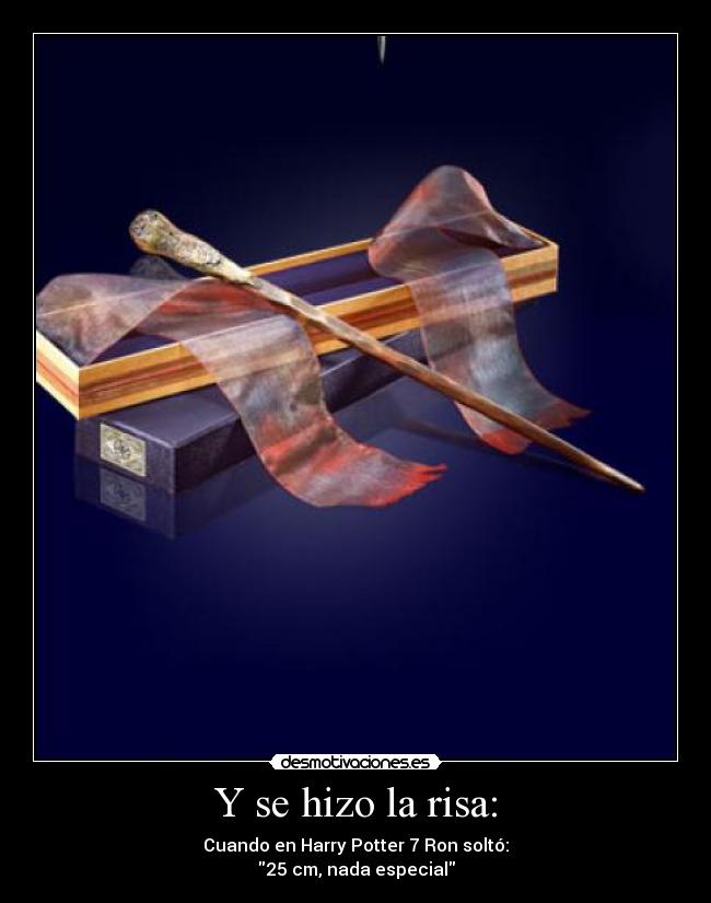 Y se hizo la risa: - Cuando en Harry Potter 7 Ron soltó:
25 cm, nada especial