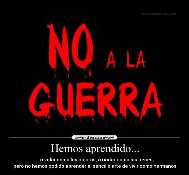 Hemos aprendido... - ...a volar como los pájaros, a nadar como los peces,
pero no hemos podido aprender el sencillo arte de vivir como hermanos