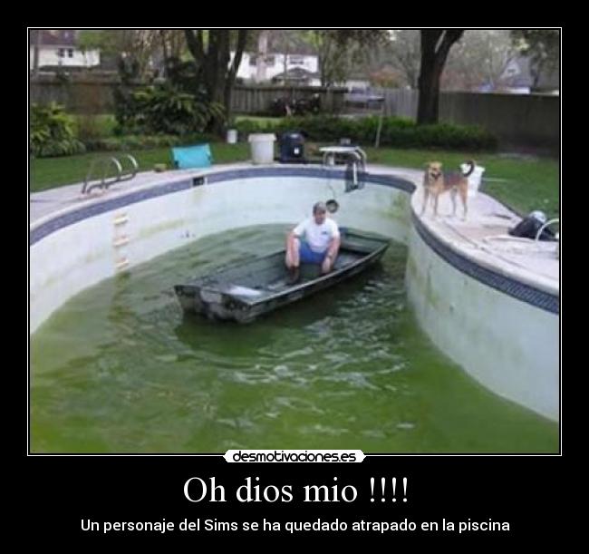 Oh dios mio !!!! - Un personaje del Sims se ha quedado atrapado en la piscina
