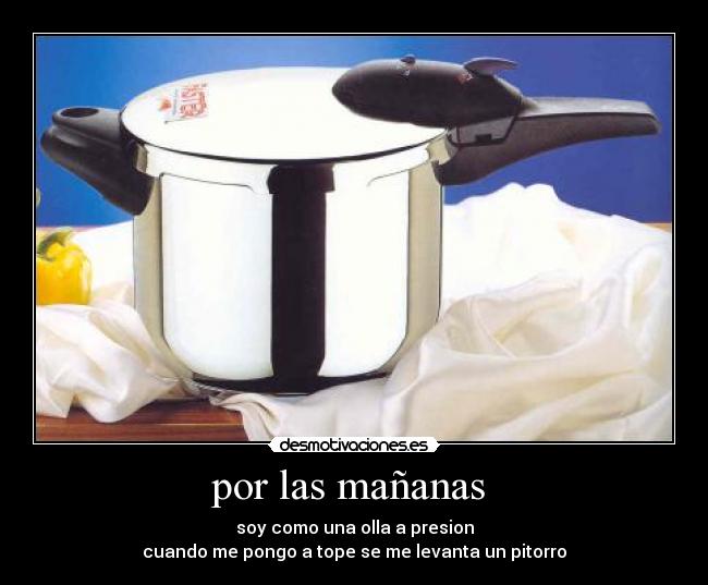 por las mañanas - soy como una olla a presion
cuando me pongo a tope se me levanta un pitorro