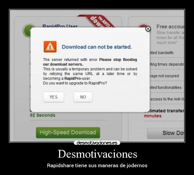 Desmotivaciones - Rapidshare tiene sus maneras de jodernos