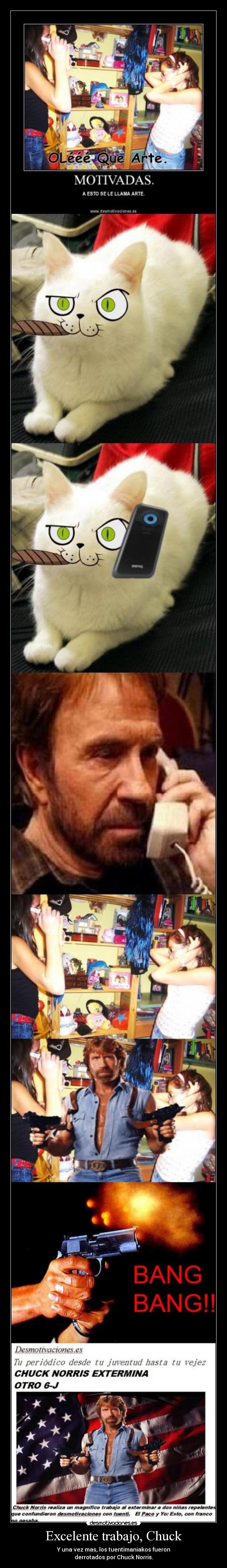 Excelente trabajo, Chuck - Y una vez mas, los tuentimaniakos fueron
derrotados por Chuck Norris.