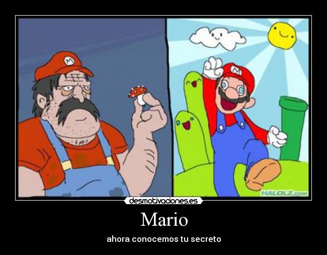 carteles mario secreto verdad hongos desmotivaciones